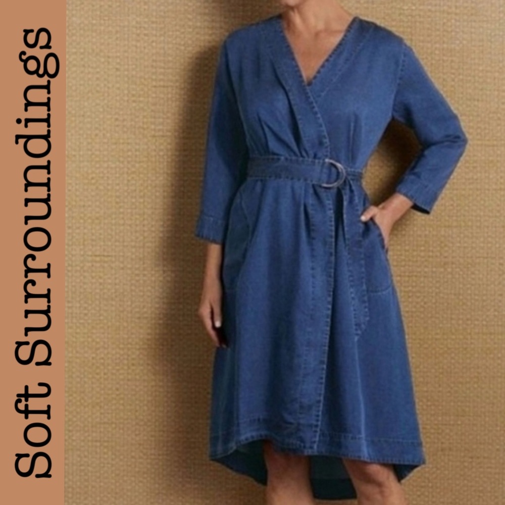 Soft Surroundings Traviata Denim Wrap Dress Size PS
